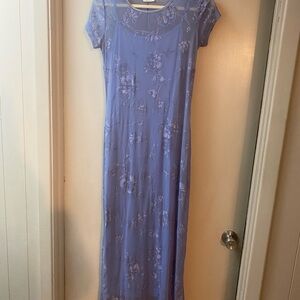 Y2K Periwinkle Sheer Blue Floral Dress